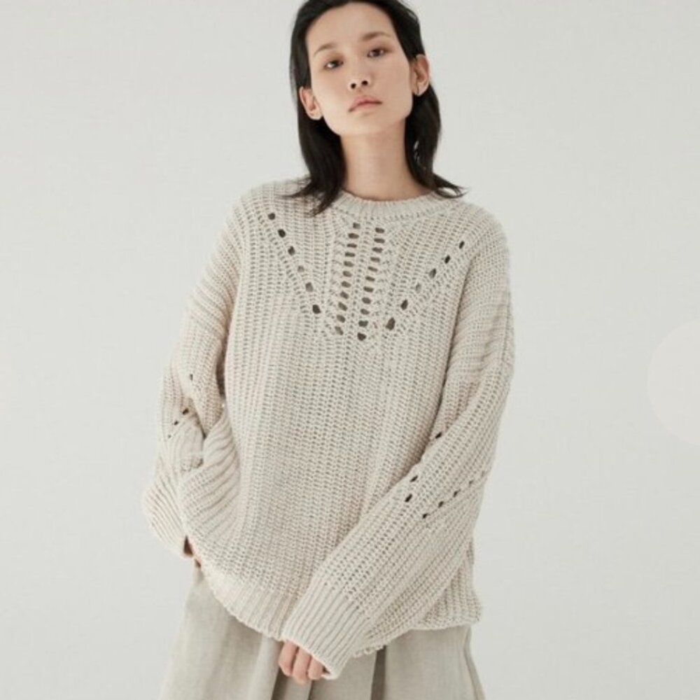 Monica Cordera Openwork Organic Cotton Knit Sweater OS
